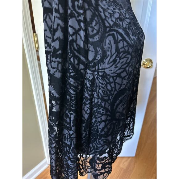 Johnny Was 4 Love and Liberty black Burnout Velvet Floral Silk Blend Top Size S - Picture 6 of 14